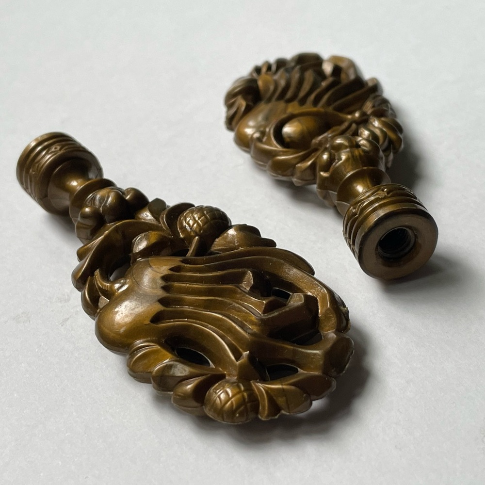 Mid Century Modern Large Filigree Style Lamp Finial Set - Picture 5 of 6